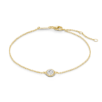 Front view of 0.25 carat bezel bracelet in 14k yellow gold