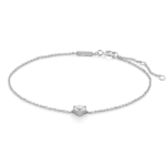 Front view of 0.25 carat round brilliant solitaire bracelet in 14k white gold