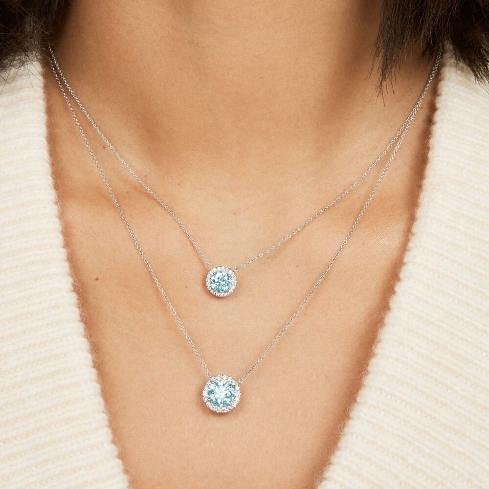 Lab-Grown Diamond 2ct. tw. Halo Pendant | Blue - Image 2