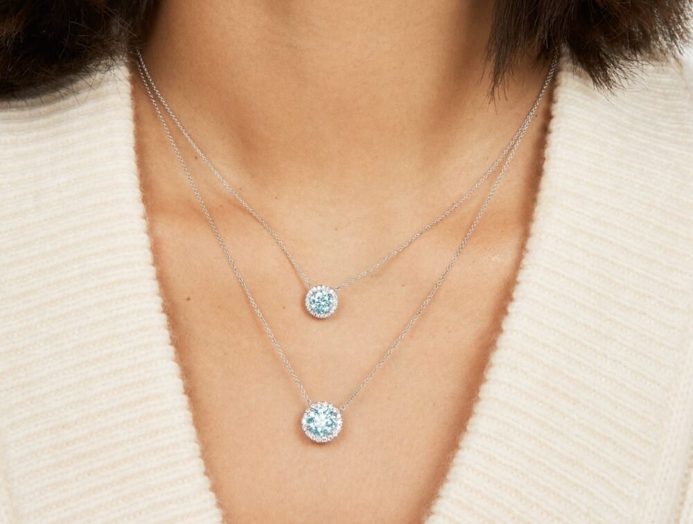 Lab-Grown Diamond 2ct. tw. Halo Pendant | Blue - Image 2