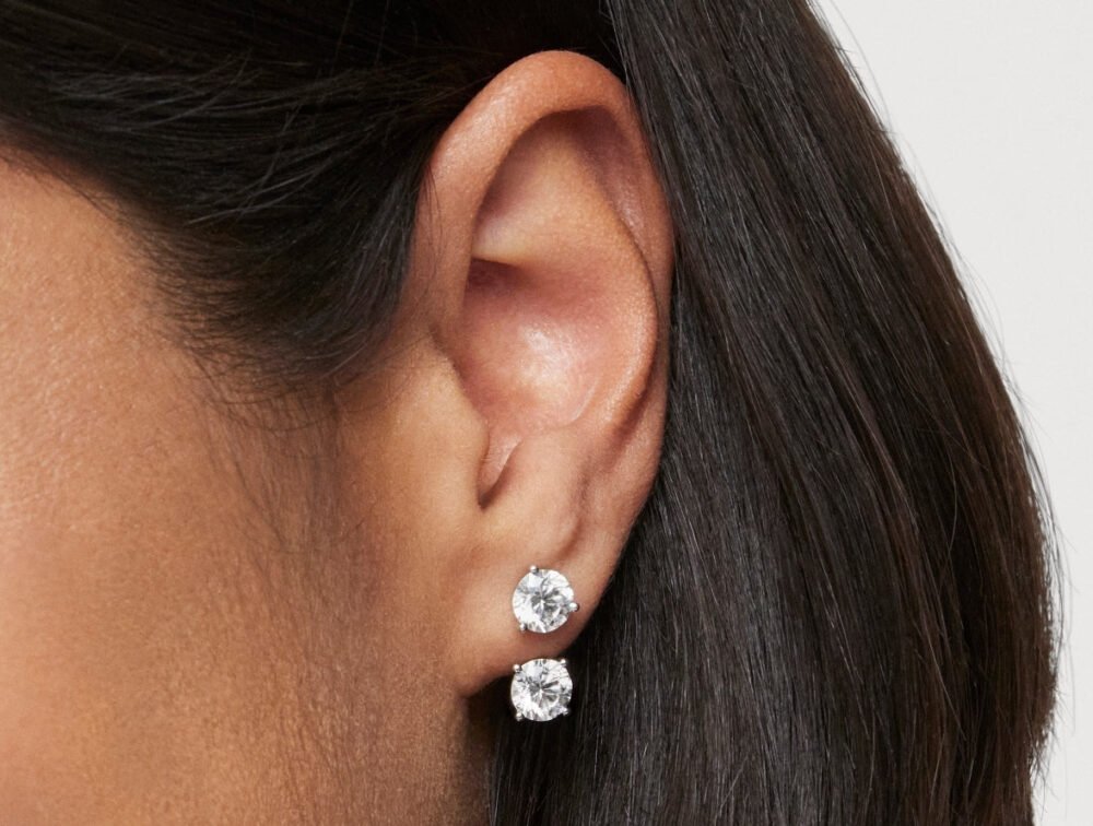 Lab-Grown Diamond 2ct. tw. Round Brilliant Solitaire Ear Jacket Earrings | White - Image 5