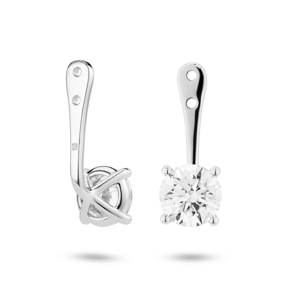 Lab-Grown Diamond 2ct. tw. Round Brilliant Solitaire Ear Jacket Earrings | White - Image 4