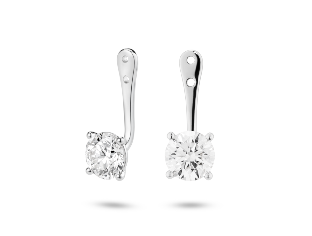 Lab-Grown Diamond 2ct. tw. Round Brilliant Solitaire Ear Jacket Earrings | White - Image 3