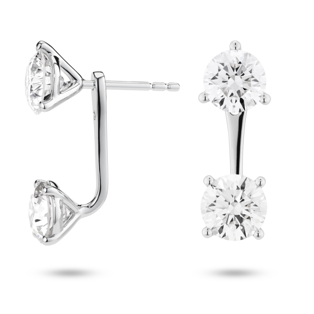 Lab-Grown Diamond 2ct. tw. Round Brilliant Solitaire Ear Jacket Earrings | White - Image 6