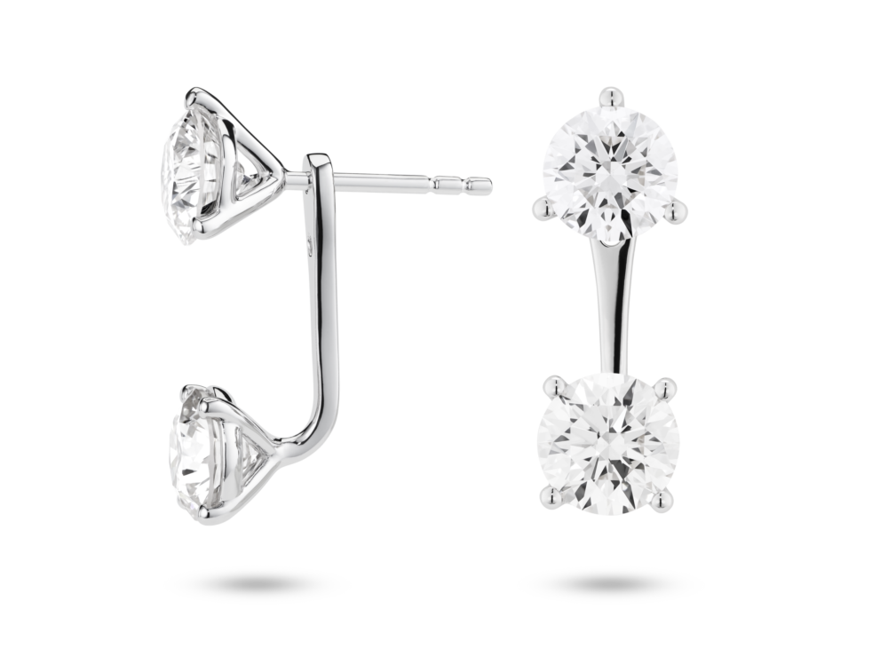 Lab-Grown Diamond 2ct. tw. Round Brilliant Solitaire Ear Jacket Earrings | White - Image 6