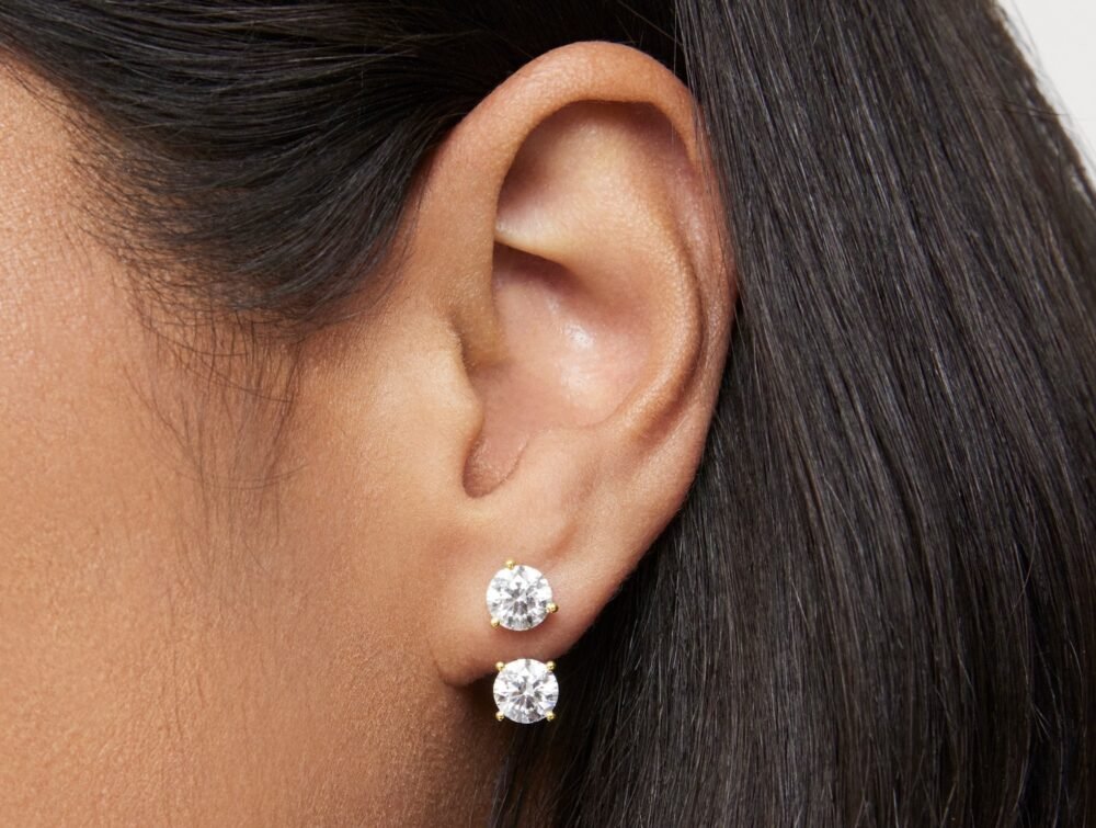 Lab-Grown Diamond 2ct. tw. Round Brilliant Solitaire Ear Jacket Earrings | White - Image 2