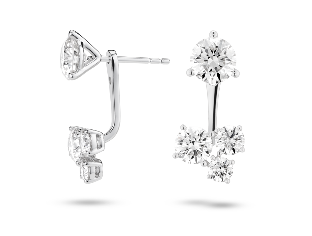 Lab-Grown Diamond 1⅘ct. tw. Round Brilliant Cluster Ear Jacket Earrings | White - Image 6