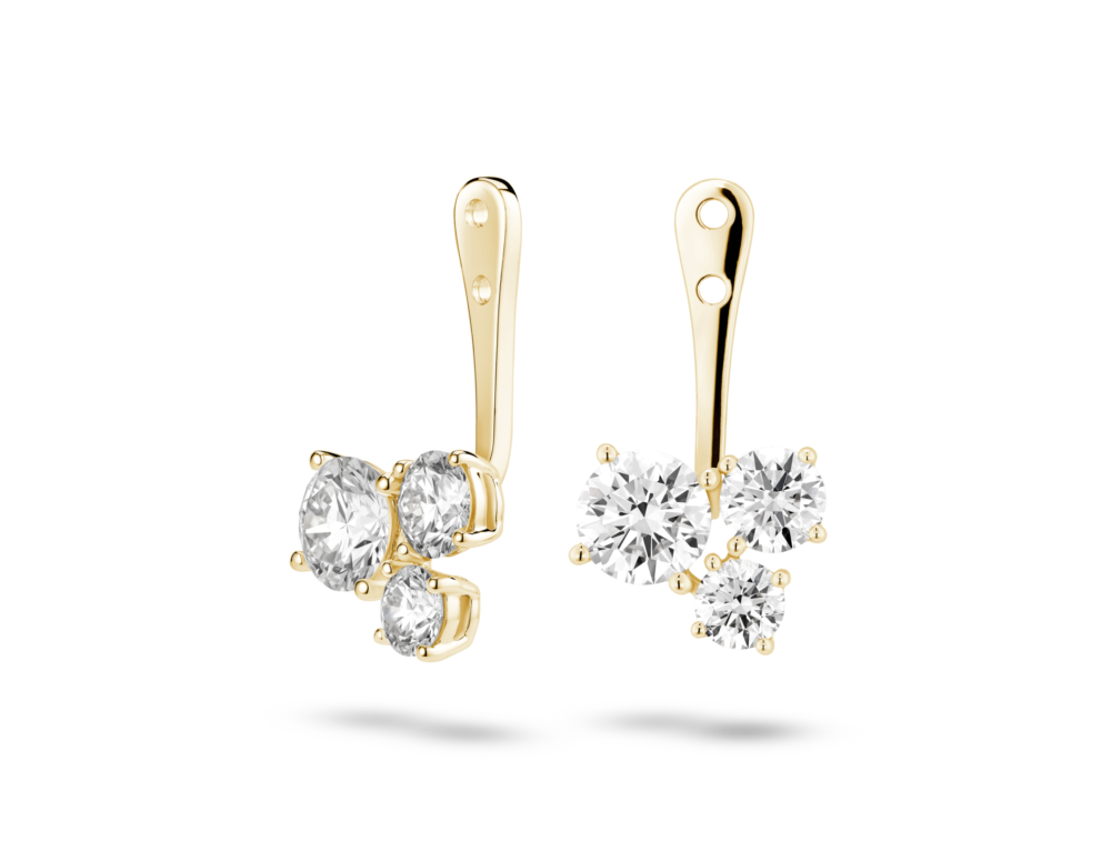 Lab-Grown Diamond 1⅘ct. tw. Round Brilliant Cluster Ear Jacket Earrings | White - Image 3