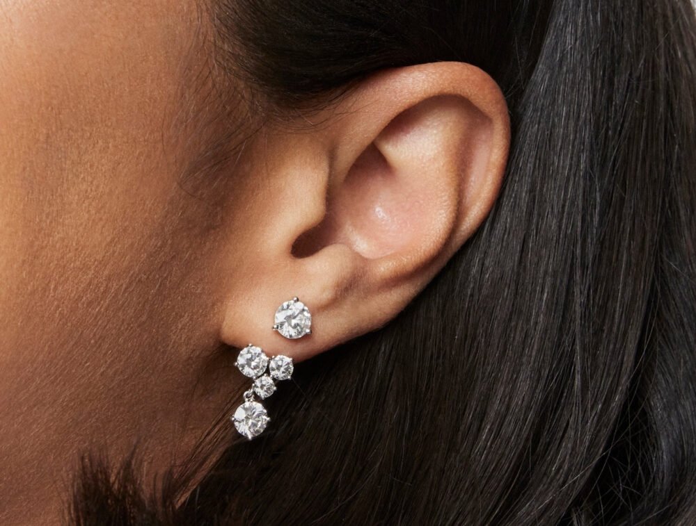 Lab-Grown Diamond 3³⁄₁₀ct. tw. Round Brilliant Cluster Ear Jacket Earrings | White - Image 5