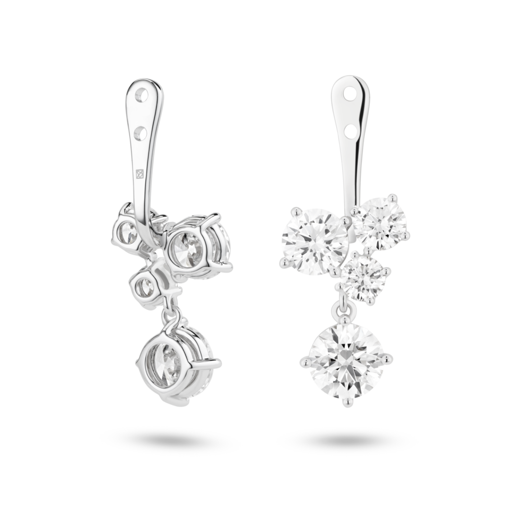 Lab-Grown Diamond 3³⁄₁₀ct. tw. Round Brilliant Cluster Ear Jacket Earrings | White - Image 4