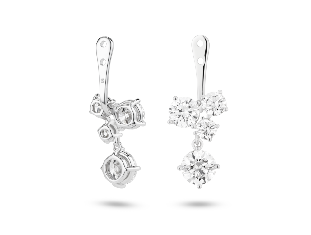 Lab-Grown Diamond 3³⁄₁₀ct. tw. Round Brilliant Cluster Ear Jacket Earrings | White - Image 4