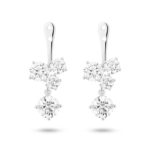 Front view of 3.3 carat total weight round brilliant cluster ear jacket earrings in 14k white gold