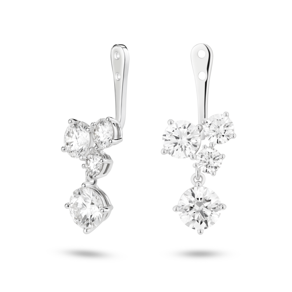 Lab-Grown Diamond 3³⁄₁₀ct. tw. Round Brilliant Cluster Ear Jacket Earrings | White - Image 3