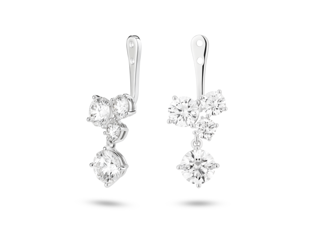 Lab-Grown Diamond 3³⁄₁₀ct. tw. Round Brilliant Cluster Ear Jacket Earrings | White - Image 3
