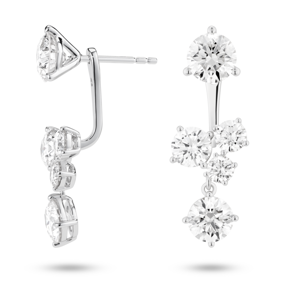 Lab-Grown Diamond 3³⁄₁₀ct. tw. Round Brilliant Cluster Ear Jacket Earrings | White - Image 6