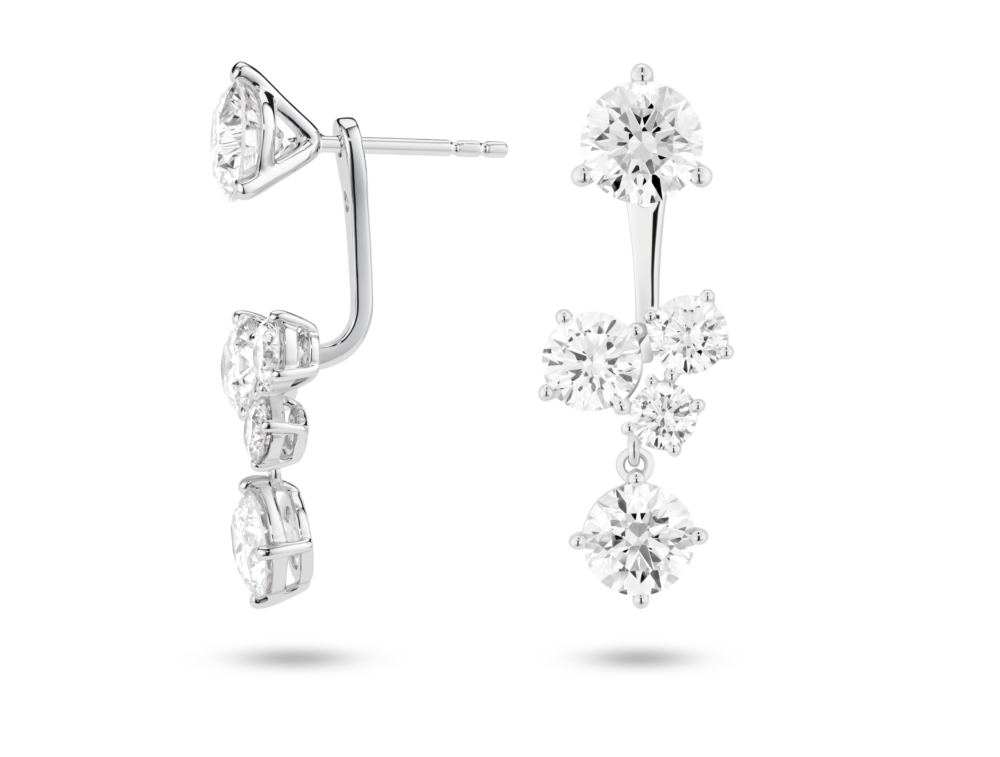 Lab-Grown Diamond 3³⁄₁₀ct. tw. Round Brilliant Cluster Ear Jacket Earrings | White - Image 6