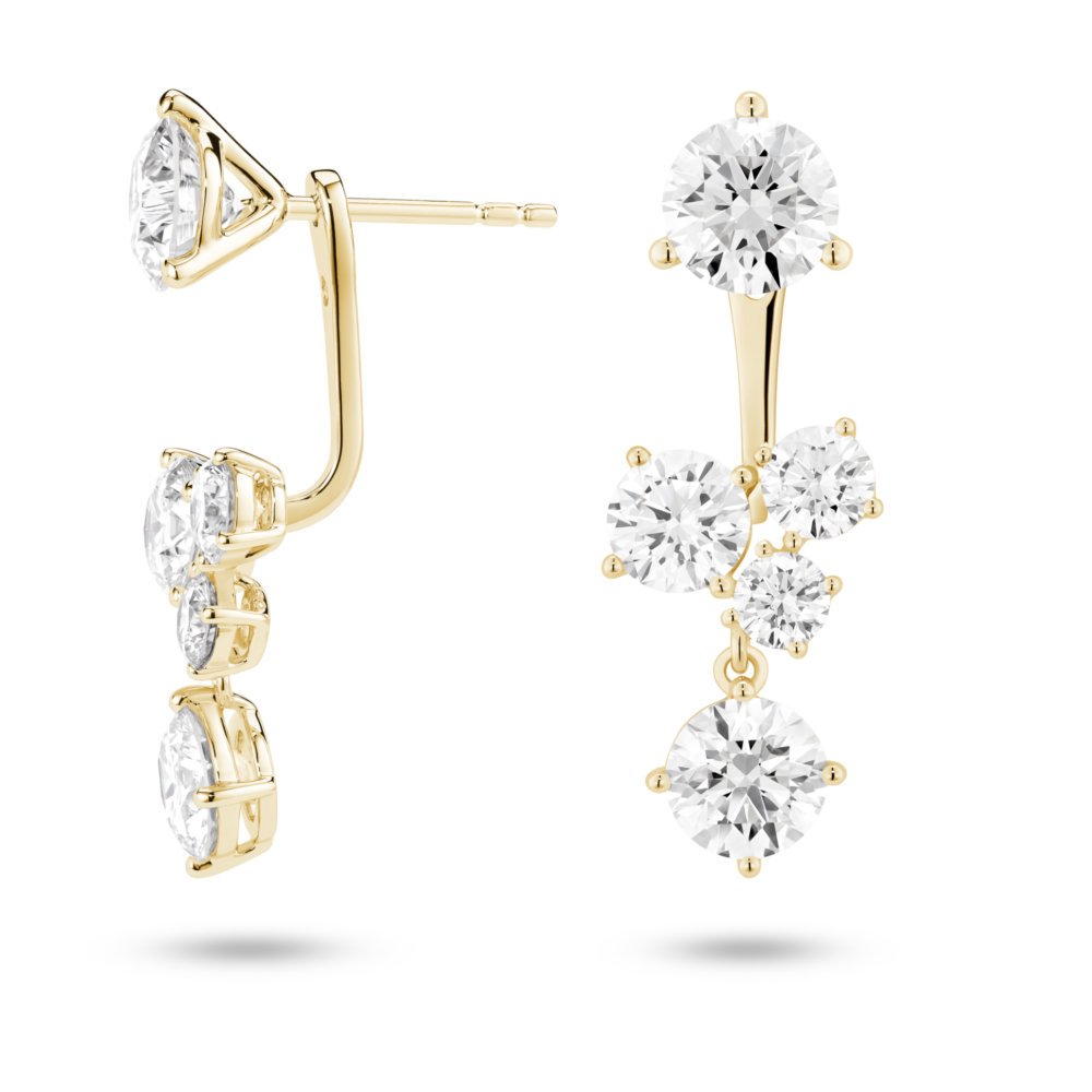 Lab-Grown Diamond 3³⁄₁₀ct. tw. Round Brilliant Cluster Ear Jacket Earrings | White - Image 9