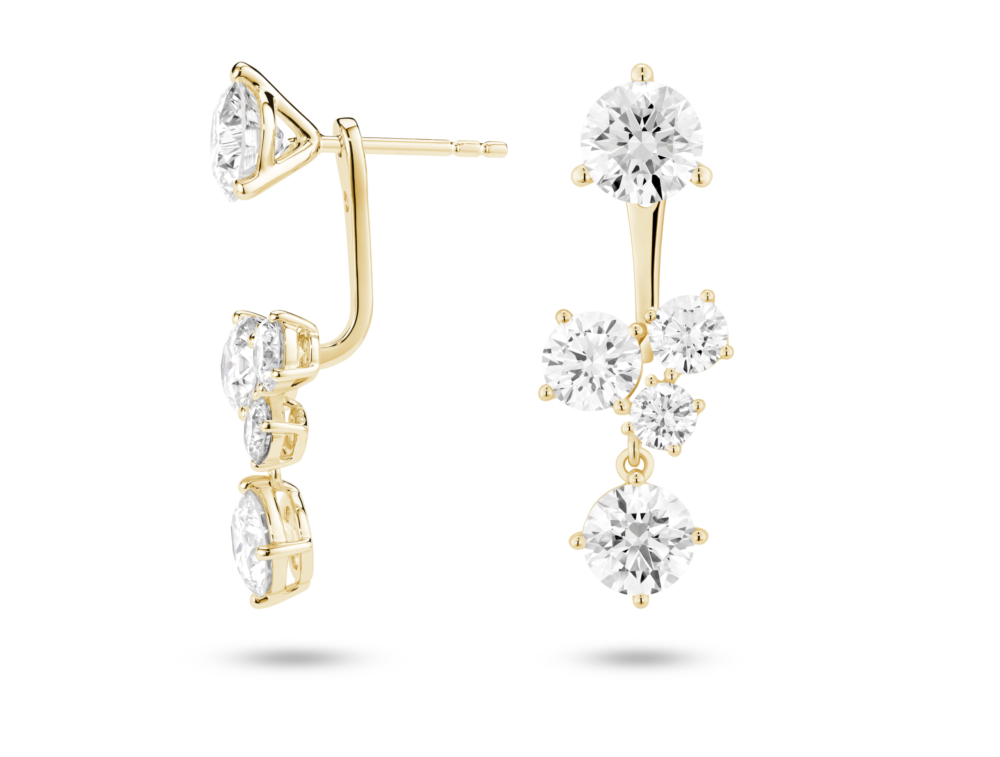 Lab-Grown Diamond 3³⁄₁₀ct. tw. Round Brilliant Cluster Ear Jacket Earrings | White - Image 9