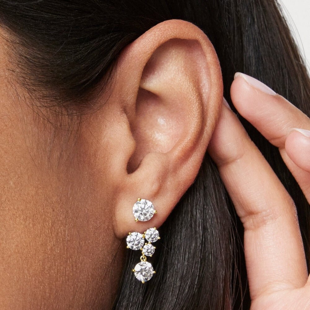 Lab-Grown Diamond 3³⁄₁₀ct. tw. Round Brilliant Cluster Ear Jacket Earrings | White - Image 2