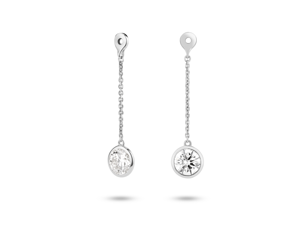 Lab-Grown Diamond 1ct. tw. Round Brilliant Bezel Ear Jacket Earrings | White - Image 4