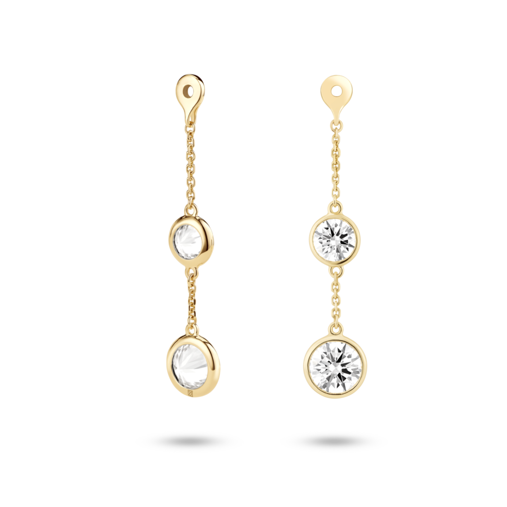 Lab-Grown Diamond 1½ct. tw. Round Brilliant Double Drop Bezel Ear Jacket Earrings | White - Image 3