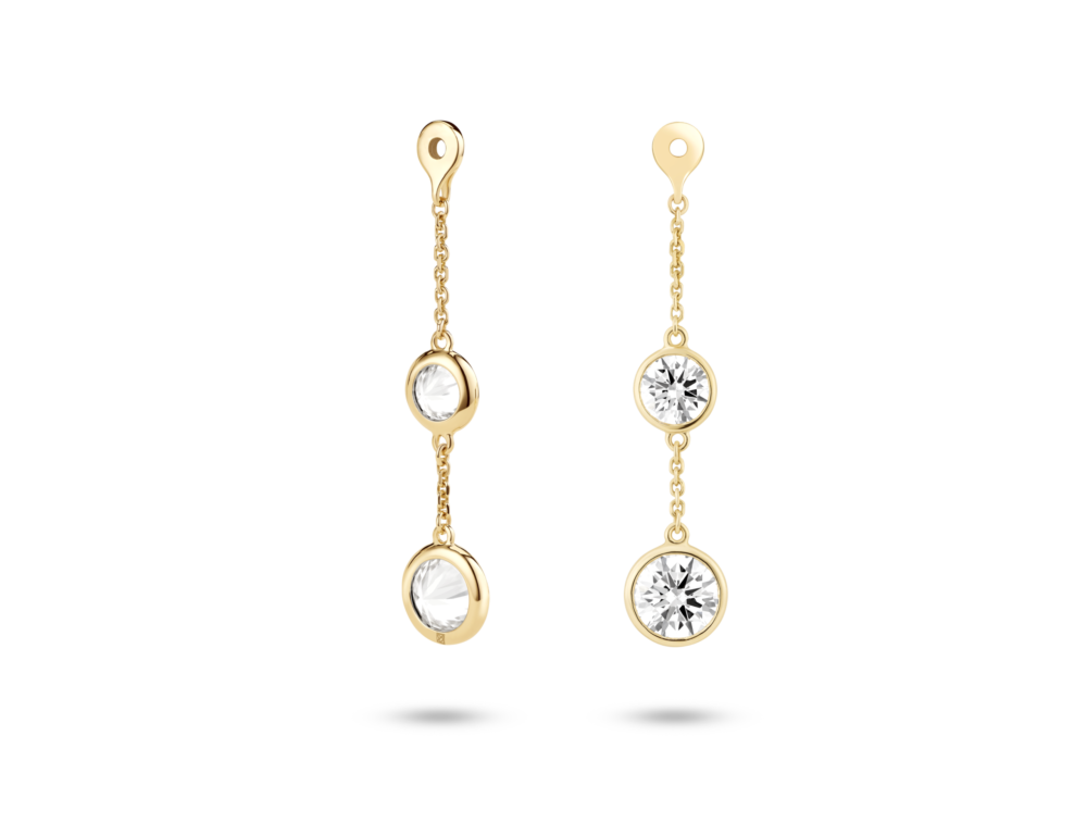 Lab-Grown Diamond 1½ct. tw. Round Brilliant Double Drop Bezel Ear Jacket Earrings | White - Image 3