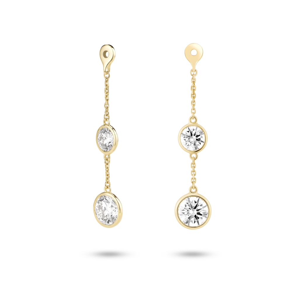 Lab-Grown Diamond 1½ct. tw. Round Brilliant Double Drop Bezel Ear Jacket Earrings | White - Image 4