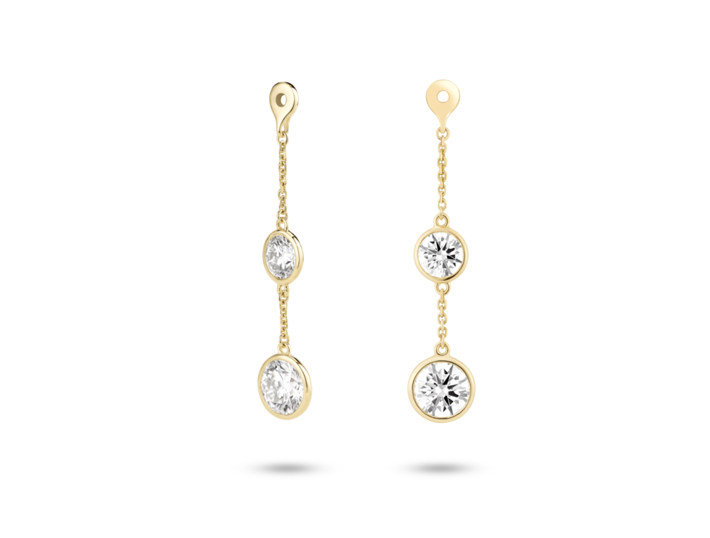 Lab-Grown Diamond 1½ct. tw. Round Brilliant Double Drop Bezel Ear Jacket Earrings | White - Image 4