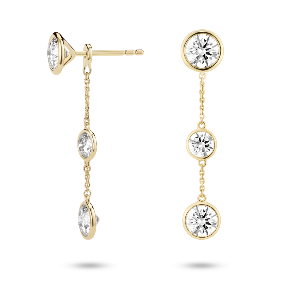 Lab-Grown Diamond 1½ct. tw. Round Brilliant Double Drop Bezel Ear Jacket Earrings | White - Image 5