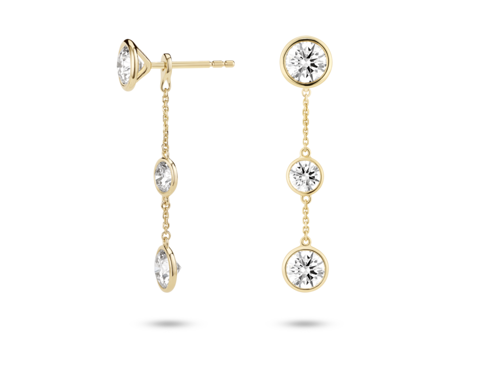 Lab-Grown Diamond 1½ct. tw. Round Brilliant Double Drop Bezel Ear Jacket Earrings | White - Image 5