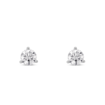 Front view of white 1/2 carat total weight round brilliant solitaire diamond studs in 10k white gold