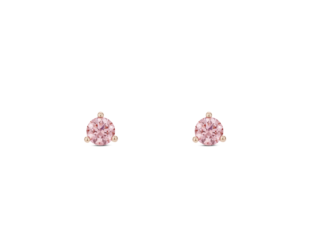 Lab-Grown Diamond ¼ct. tw. Mini Round Brilliant Solitaire Studs | Pink - Image 5