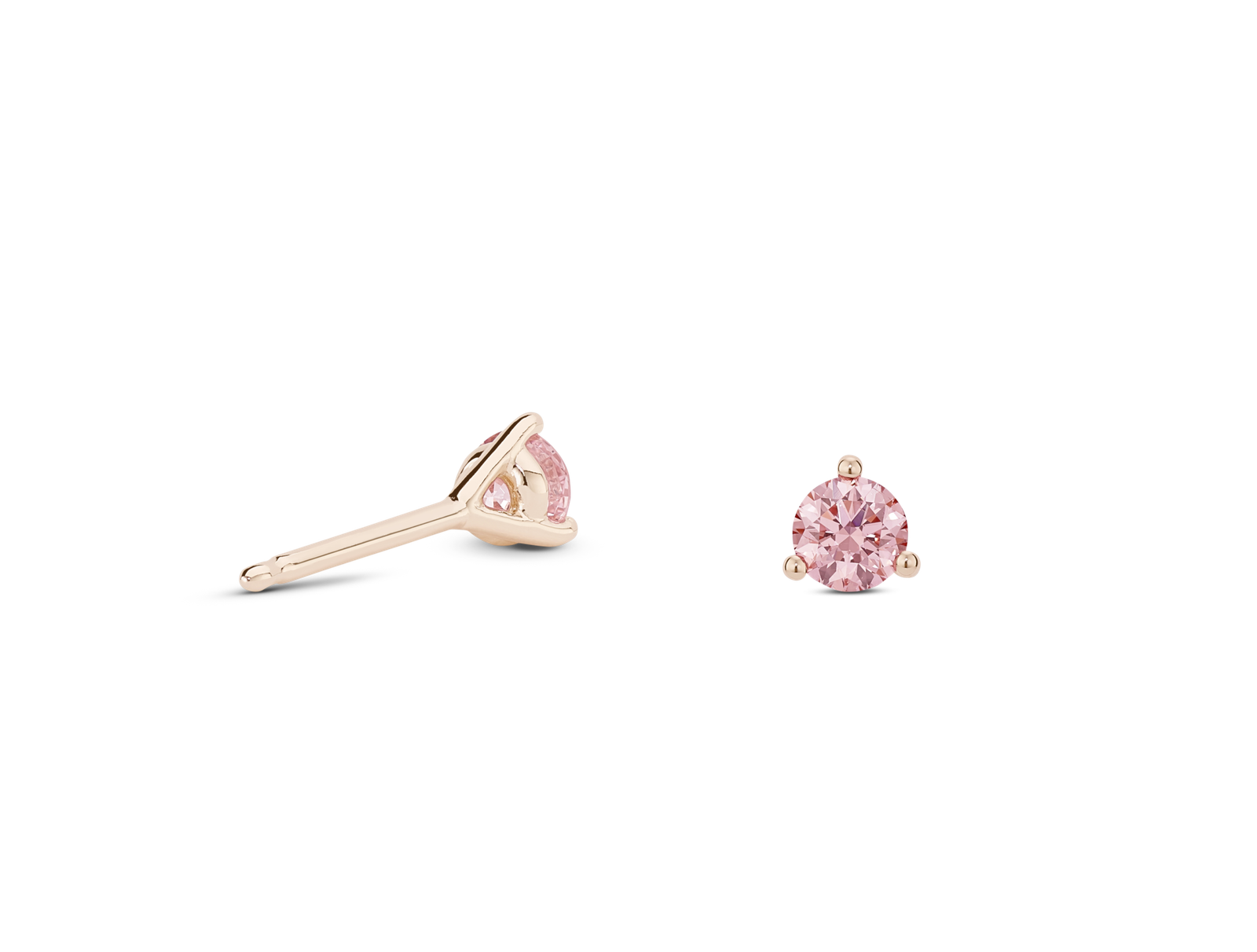 Lab-Grown Diamond ¼ct. tw. Mini Round Brilliant Solitaire Studs | Pink - Image 2