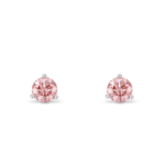 Front view of pink 0.5 carat total weight round brilliant solitaire studs in 14k white gold 