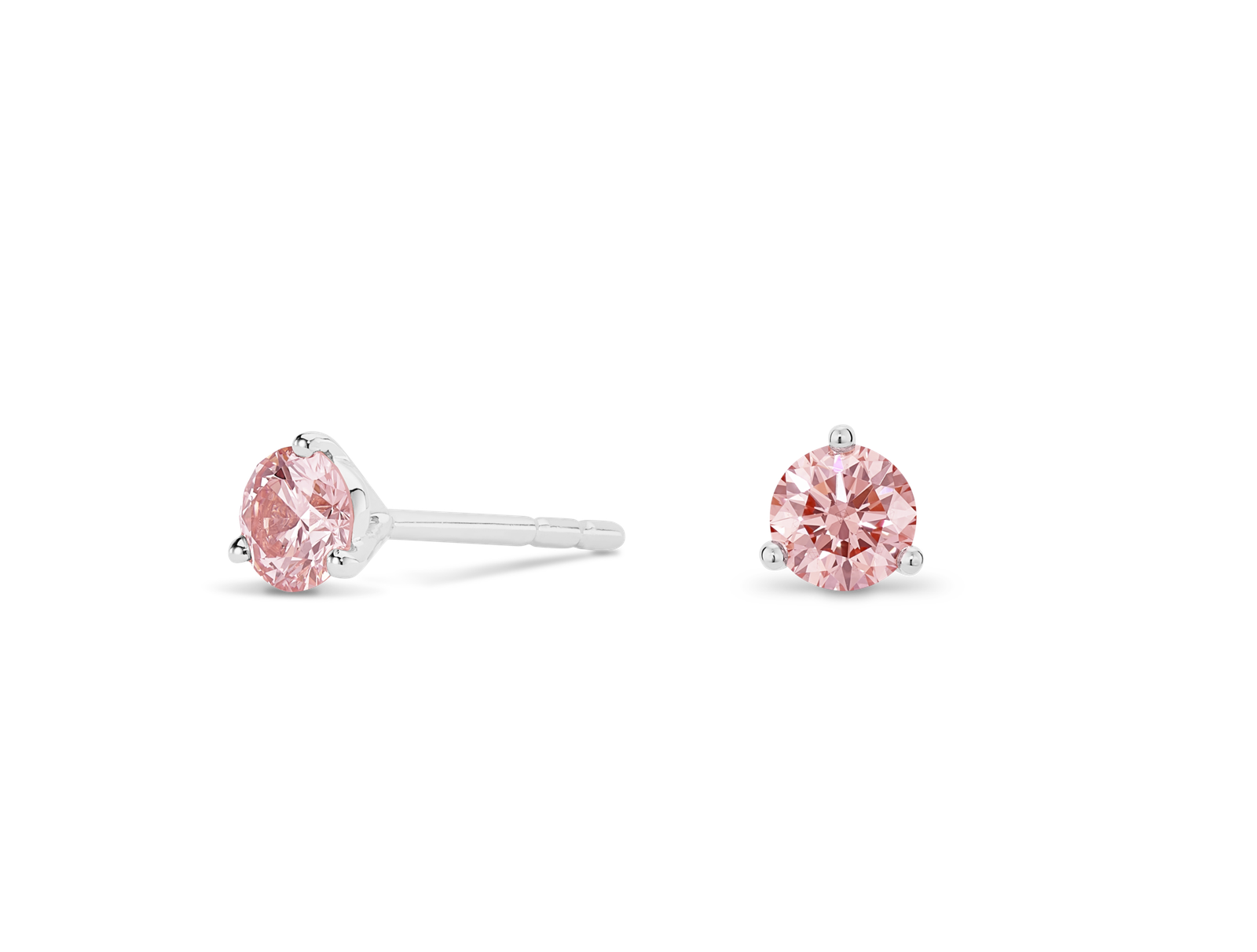 Lab-Grown Diamond ½ct. tw. Round Brilliant Solitaire Studs | Pink - Image 2