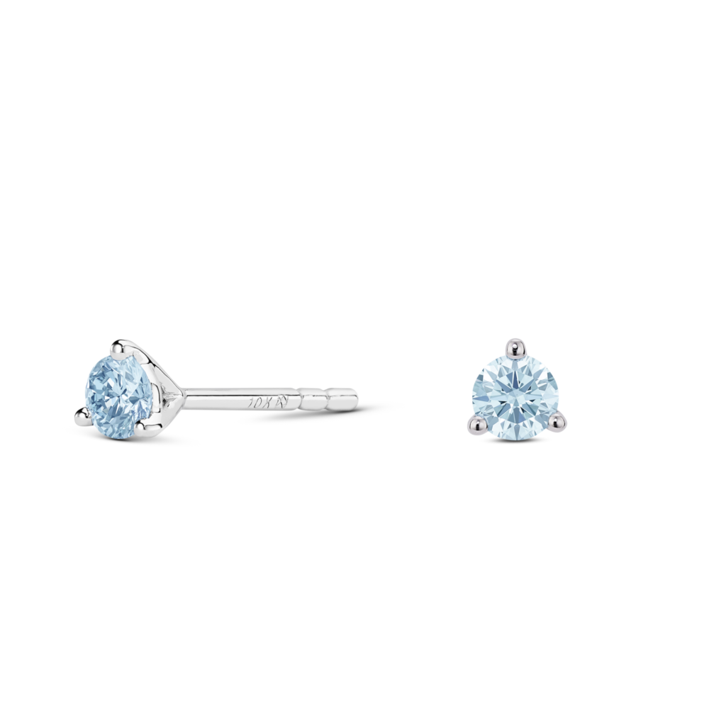 Lab-Grown Diamond ¼ct. Mini Round Brilliant Solitaire Studs | Blue