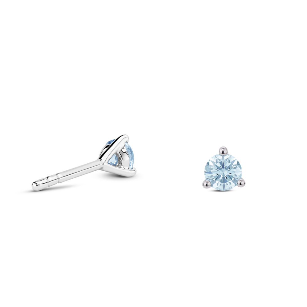Lab-Grown Diamond ¼ct. Mini Round Brilliant Solitaire Studs | Blue - Image 3