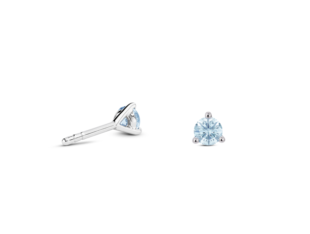 Lab-Grown Diamond ¼ct. Mini Round Brilliant Solitaire Studs | Blue - Image 3
