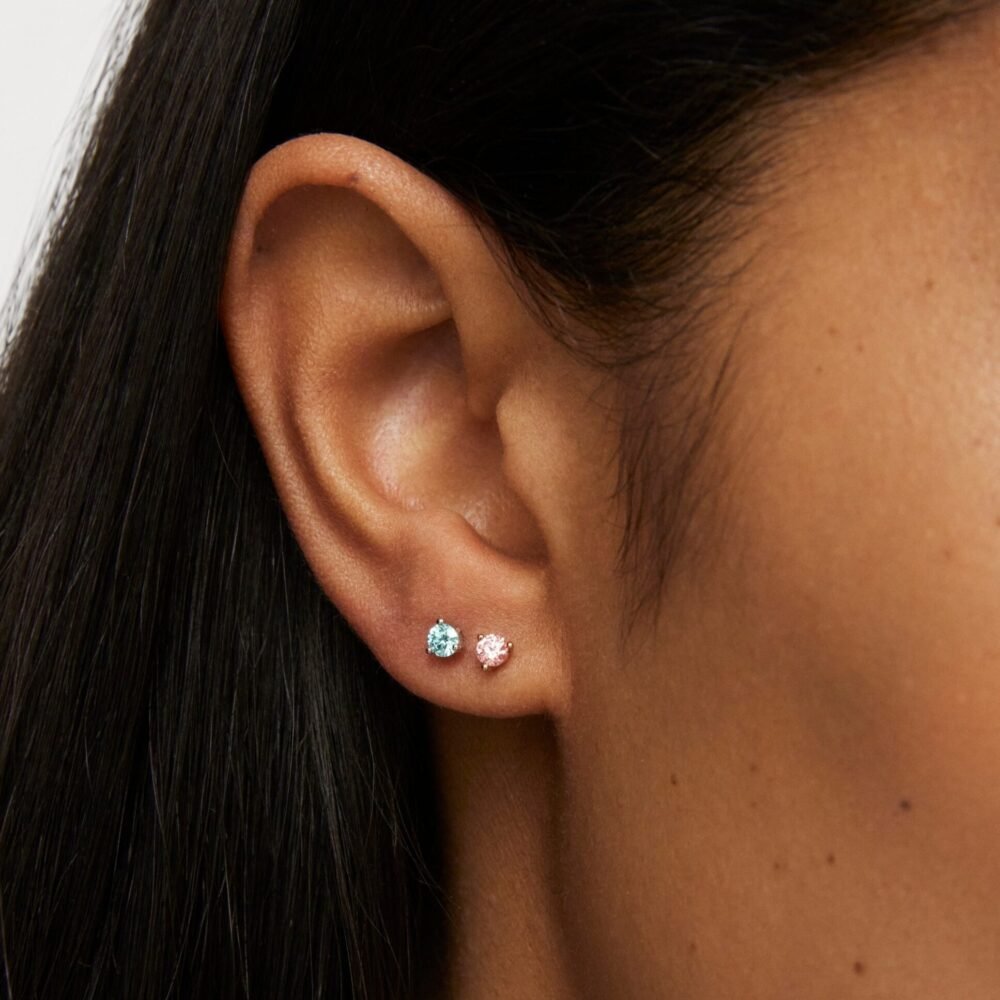 Lab-Grown Diamond ¼ct. Mini Round Brilliant Solitaire Studs | Blue - Image 4