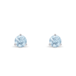 Front view of blue 0.5 carat round brilliant solitaire studs in 14k white gold