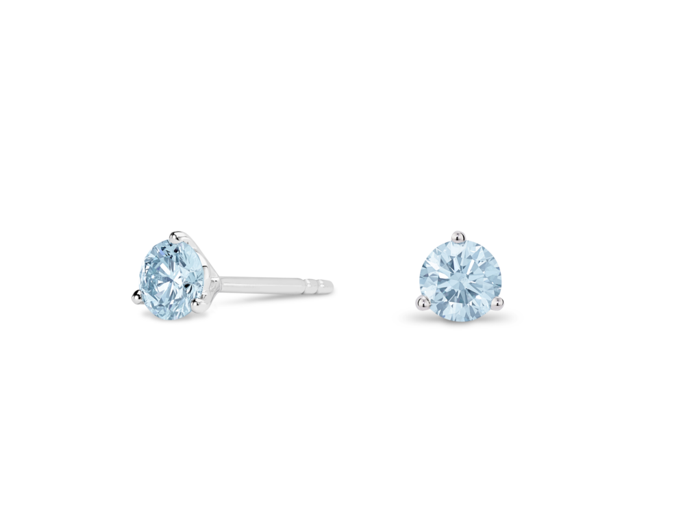 Lab-Grown Diamond ½ct. tw. Round Brilliant Solitaire Studs | Blue - Image 4