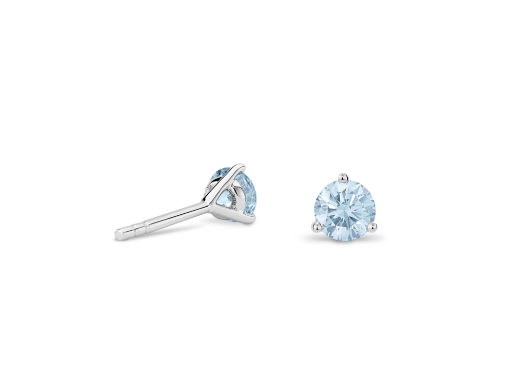 Lab-Grown Diamond ½ct. tw. Round Brilliant Solitaire Studs | Blue - Image 5