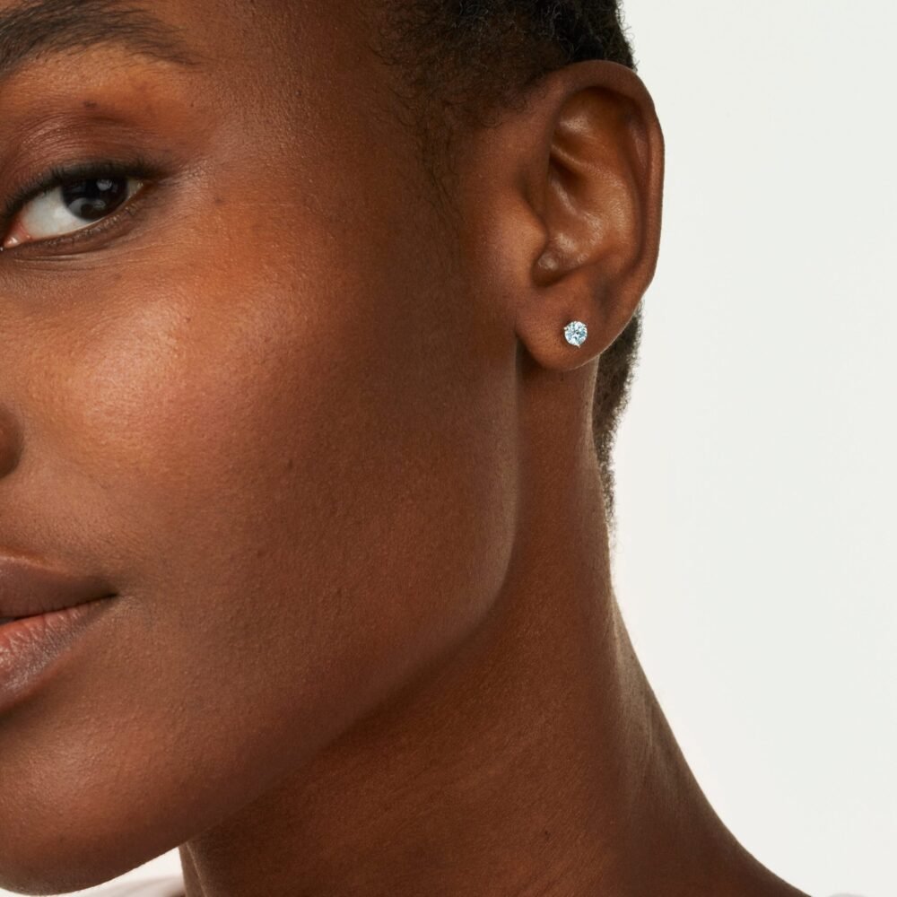 Lab-Grown Diamond ½ct. tw. Round Brilliant Solitaire Studs | Blue - Image 3