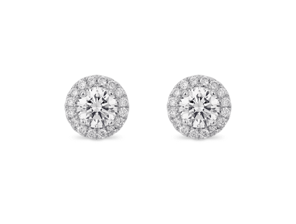 Lab-Grown Diamond 1ct. tw. Halo 14k Gold Earrings | White - Image 7