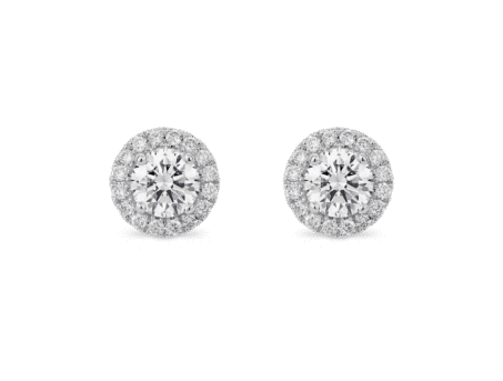 Lab-Grown Diamond 1ct. tw. Halo 14k Gold Earrings | White