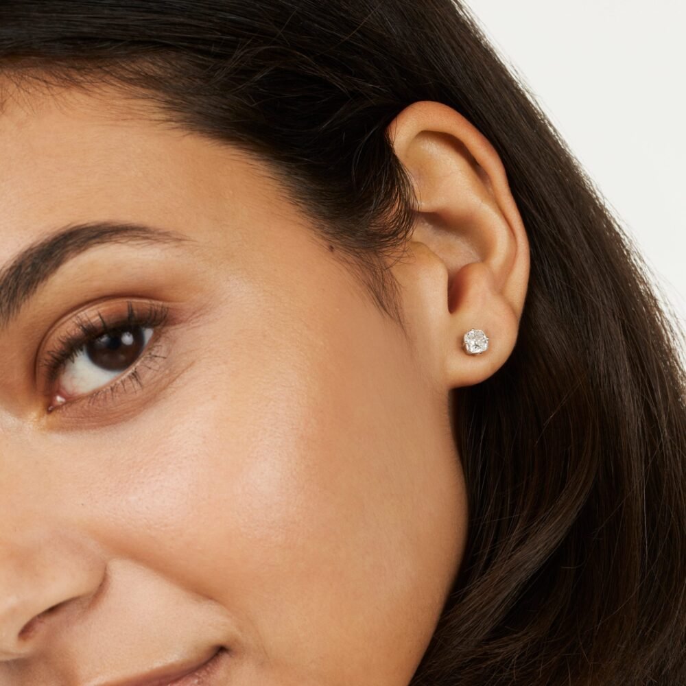 Lab-Grown Diamond 1ct. tw. Cushion Cut 14k Gold Studs | White - Image 2