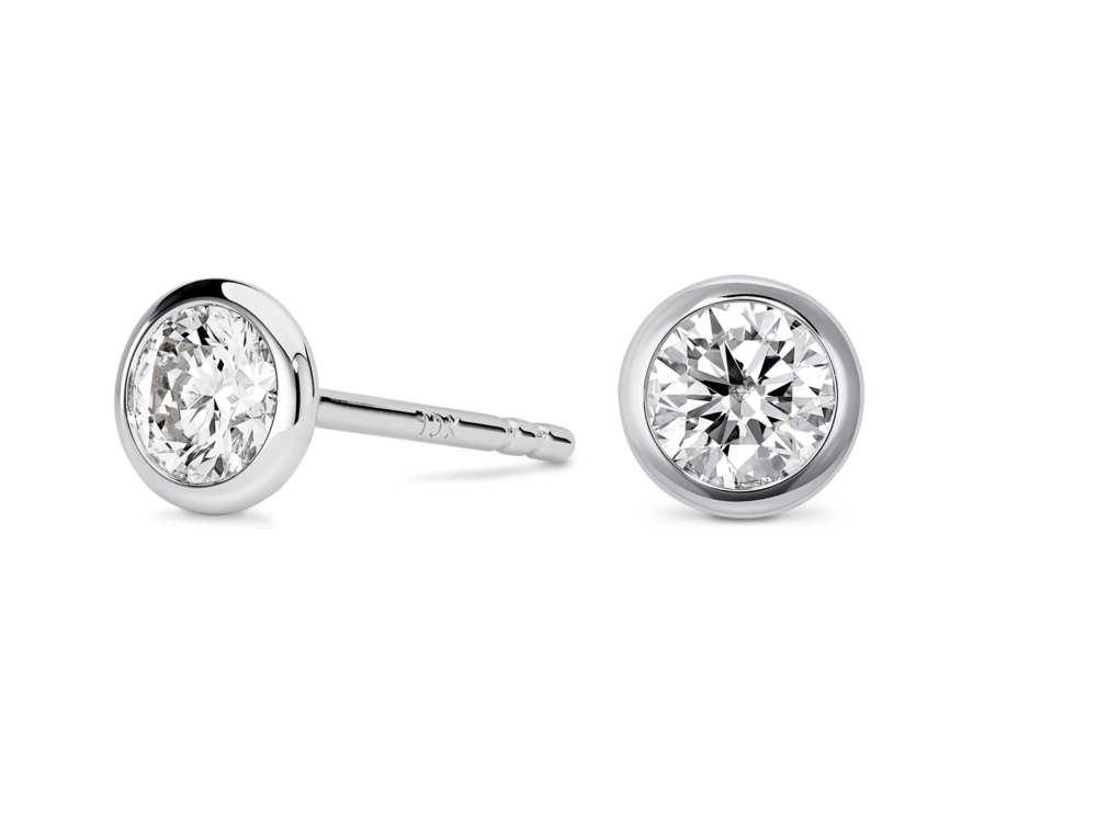 Basics Lab-Grown Diamond ½ct. tw. Round Brilliant Bezel Studs | White - Image 2