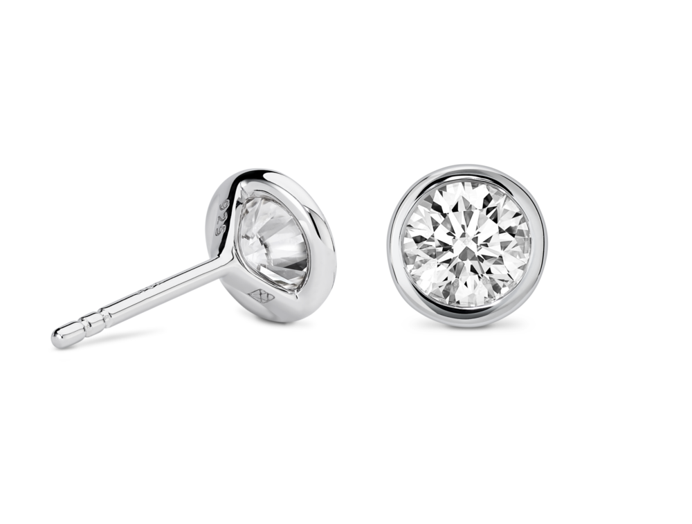 Basics Lab-Grown Diamond 1ct. tw. Round Brilliant Bezel Studs | White - Image 3