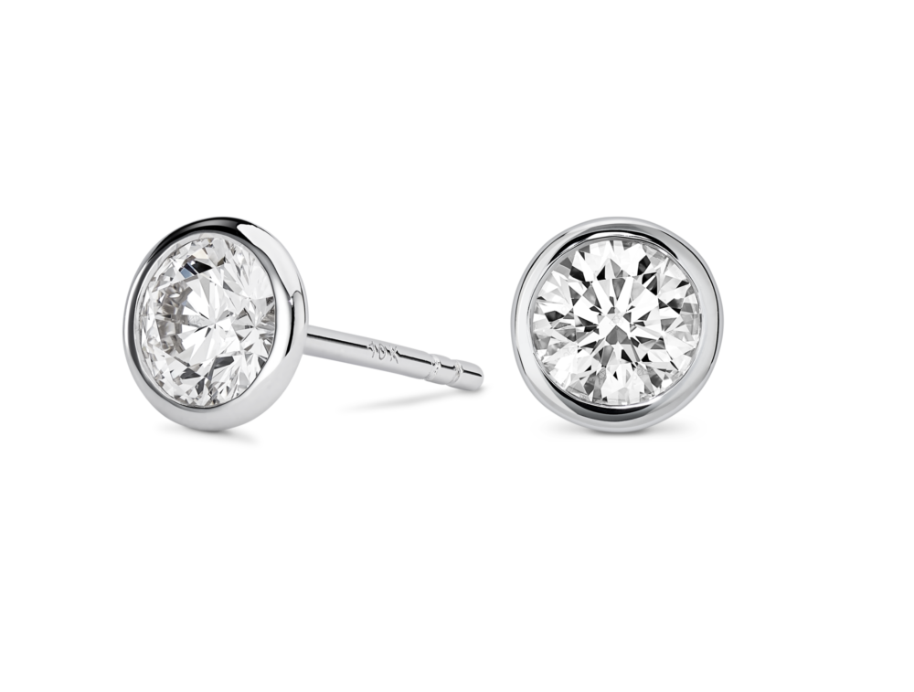 Basics Lab-Grown Diamond 1ct. tw. Round Brilliant Bezel Studs | White - Image 2