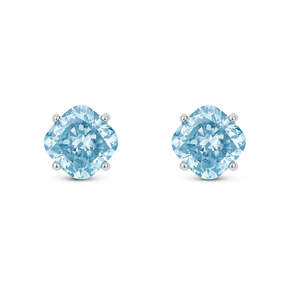Lab-Grown Diamond 1½ct. tw. Cushion Cut 14k Gold Studs | Blue - Image 2